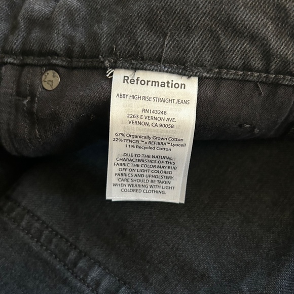 NWT Reformation Abby High Rise Straight Black Jeans, sz 33 - Picture 3 of 9
